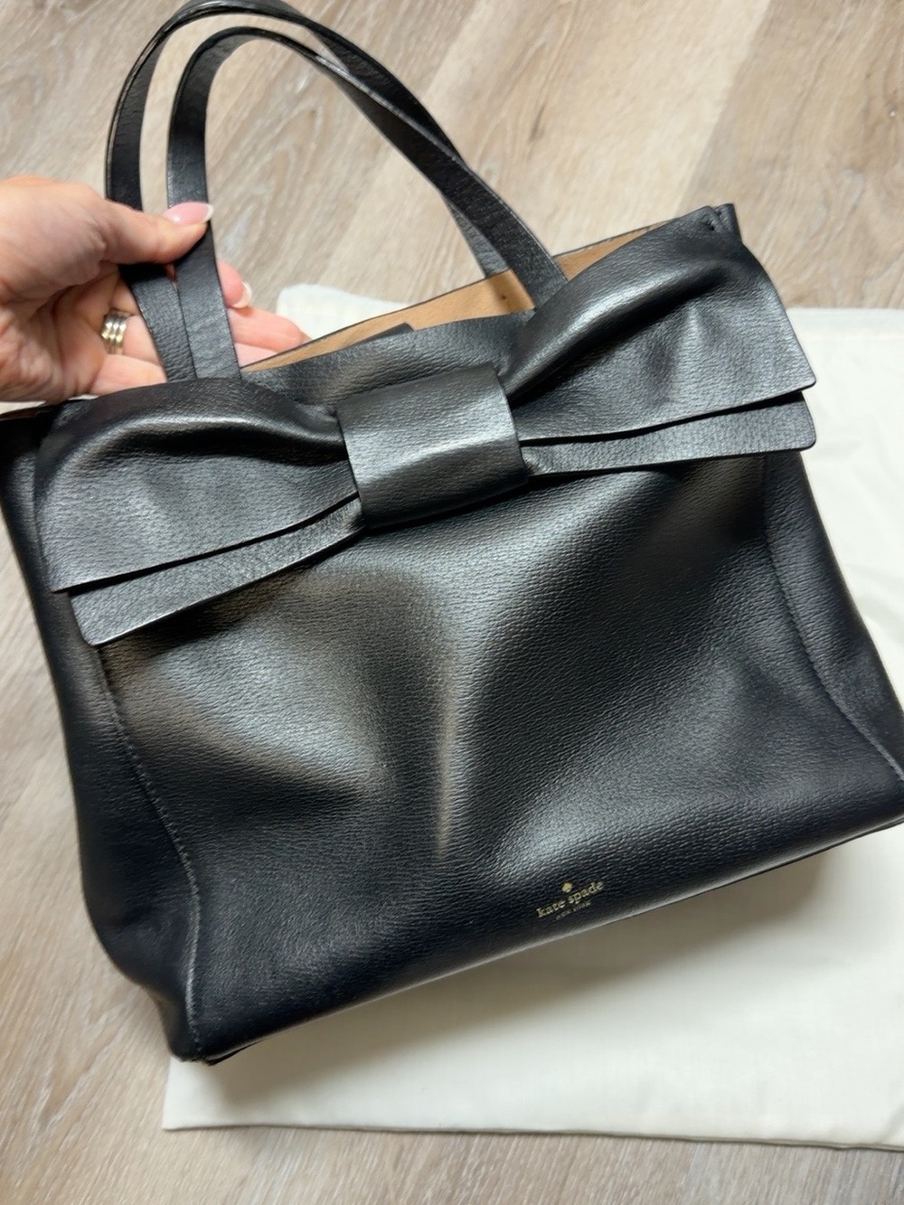 Kate Spade Olive Drive Brigette Black Leather Bow Tote Bag